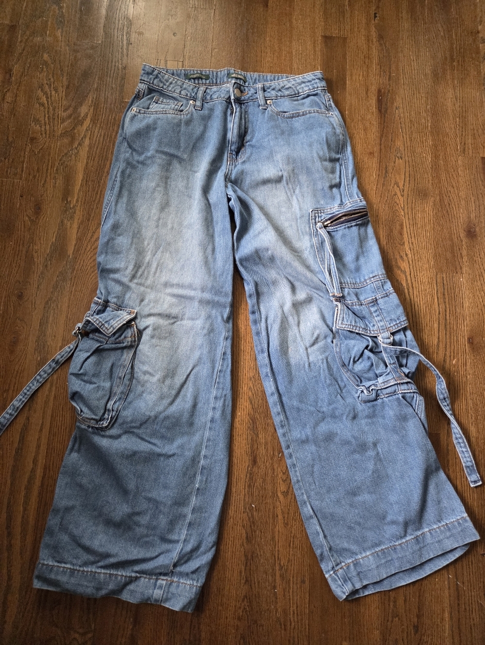 Wild Fable Womens 4R Mid-Rise Baggy Cargo Blue Jeana
